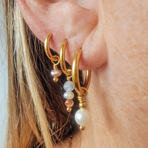 Tiny Purple Pearl Hoop Earrings