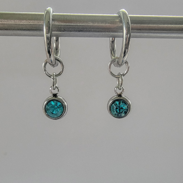 Sparkling Blue Hoop Earrings