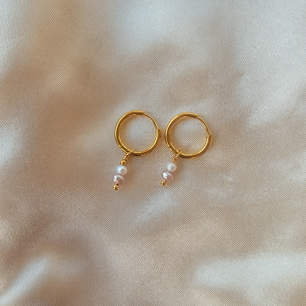 Dual Pearl Hoop Earrings