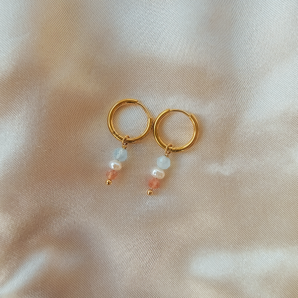 Ocean Gemstone Hoop Earrings