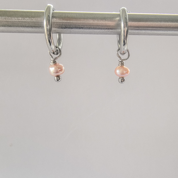 Tiny Purple Pearl Hoop Earrings